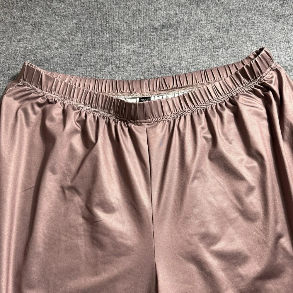 Womens Bronze Satin Wide Leg Pants Elastic Waist Shimmer Lounge Trouser 4X